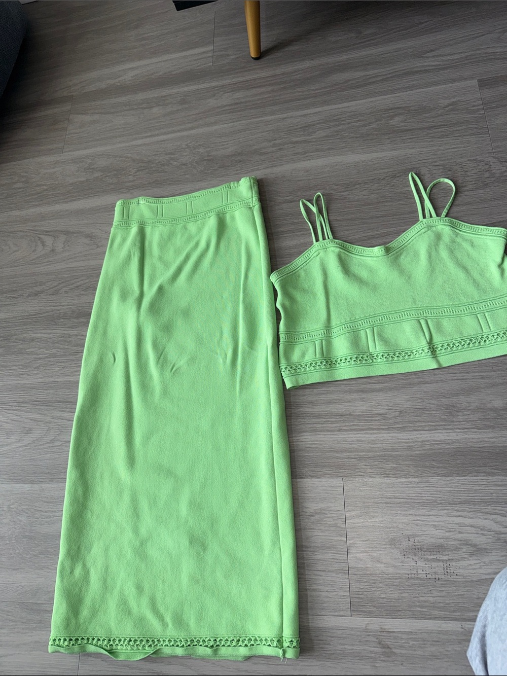 Women's Neon Green Knit Midi Skirt
